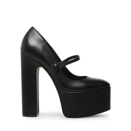 Black Steve Madden Prisila Leather Women's Heels | PH 2704U16I